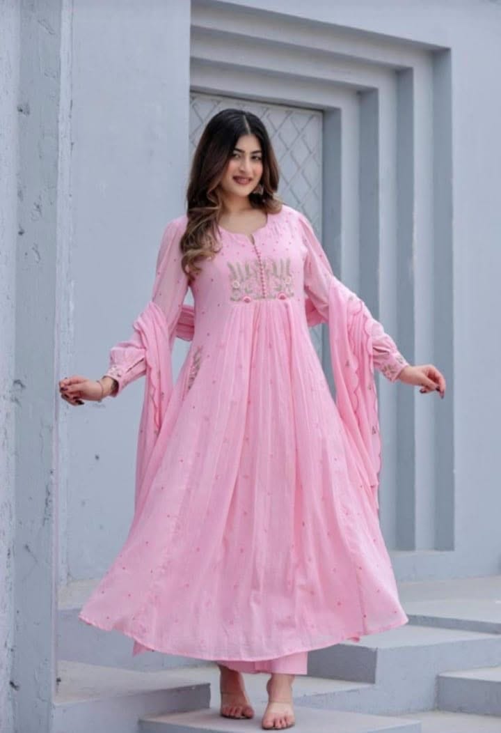 Label Tanuja-BEAUTIFUL COTTON KURTI PANT AND DUPATTA