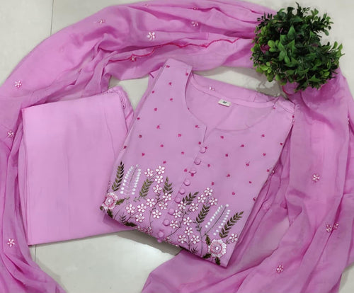 Label Tanuja-BEAUTIFUL COTTON KURTI PANT AND DUPATTA