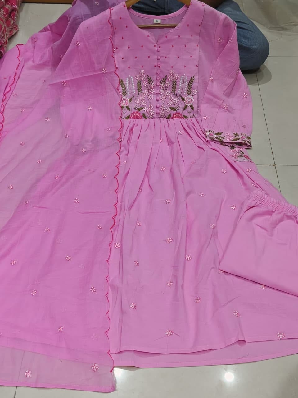 Label Tanuja-BEAUTIFUL COTTON KURTI PANT AND DUPATTA
