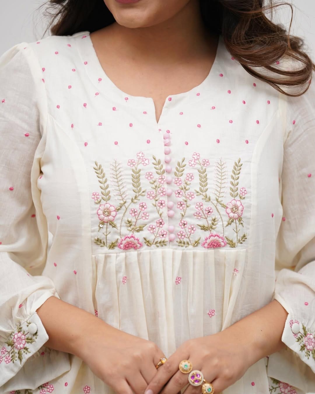 Label Tanuja-BEAUTIFUL COTTON KURTI PANT AND DUPATTA