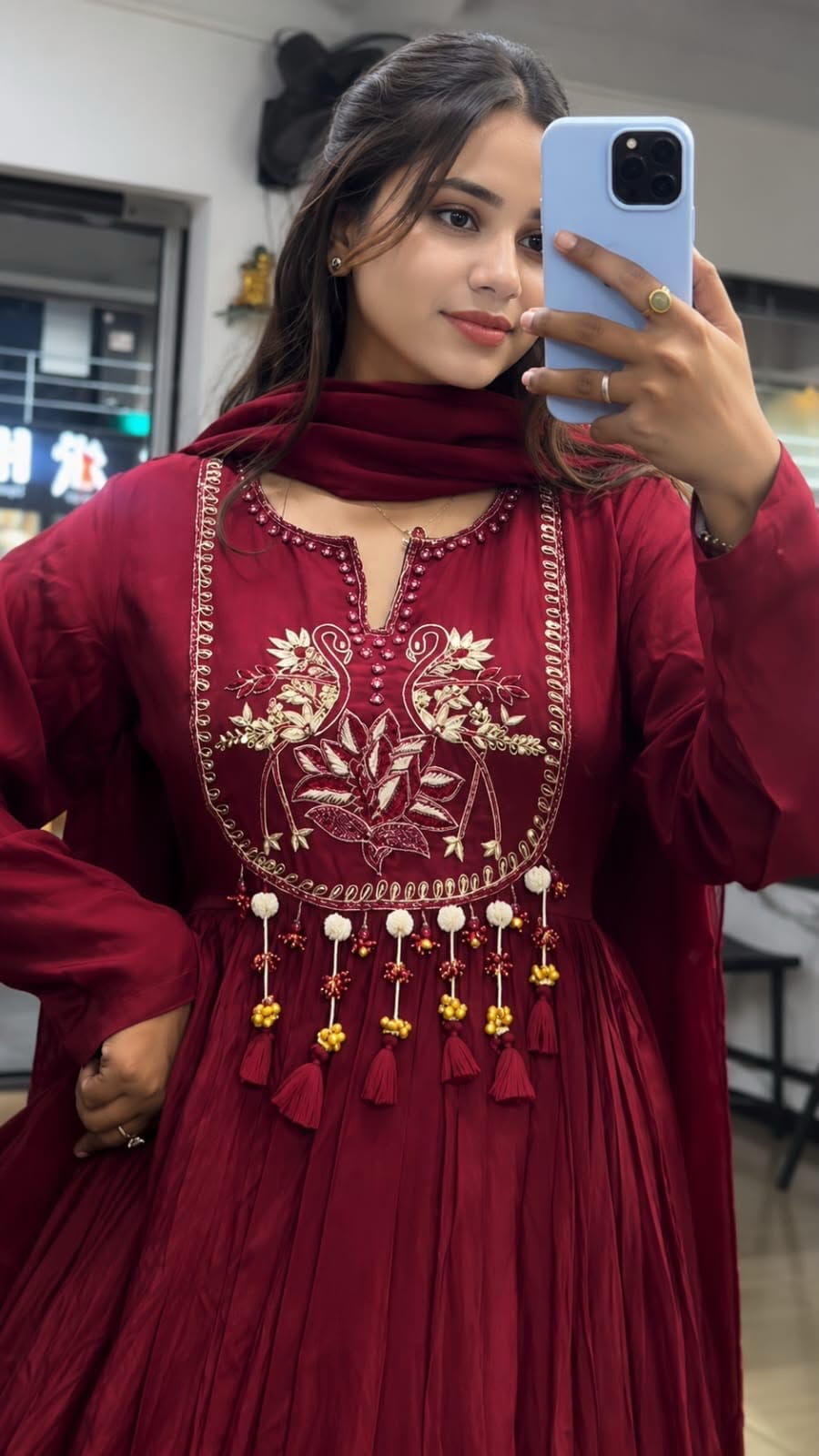 Label Tanuja-Seize the day" with a classy self weave embroidered suit Set