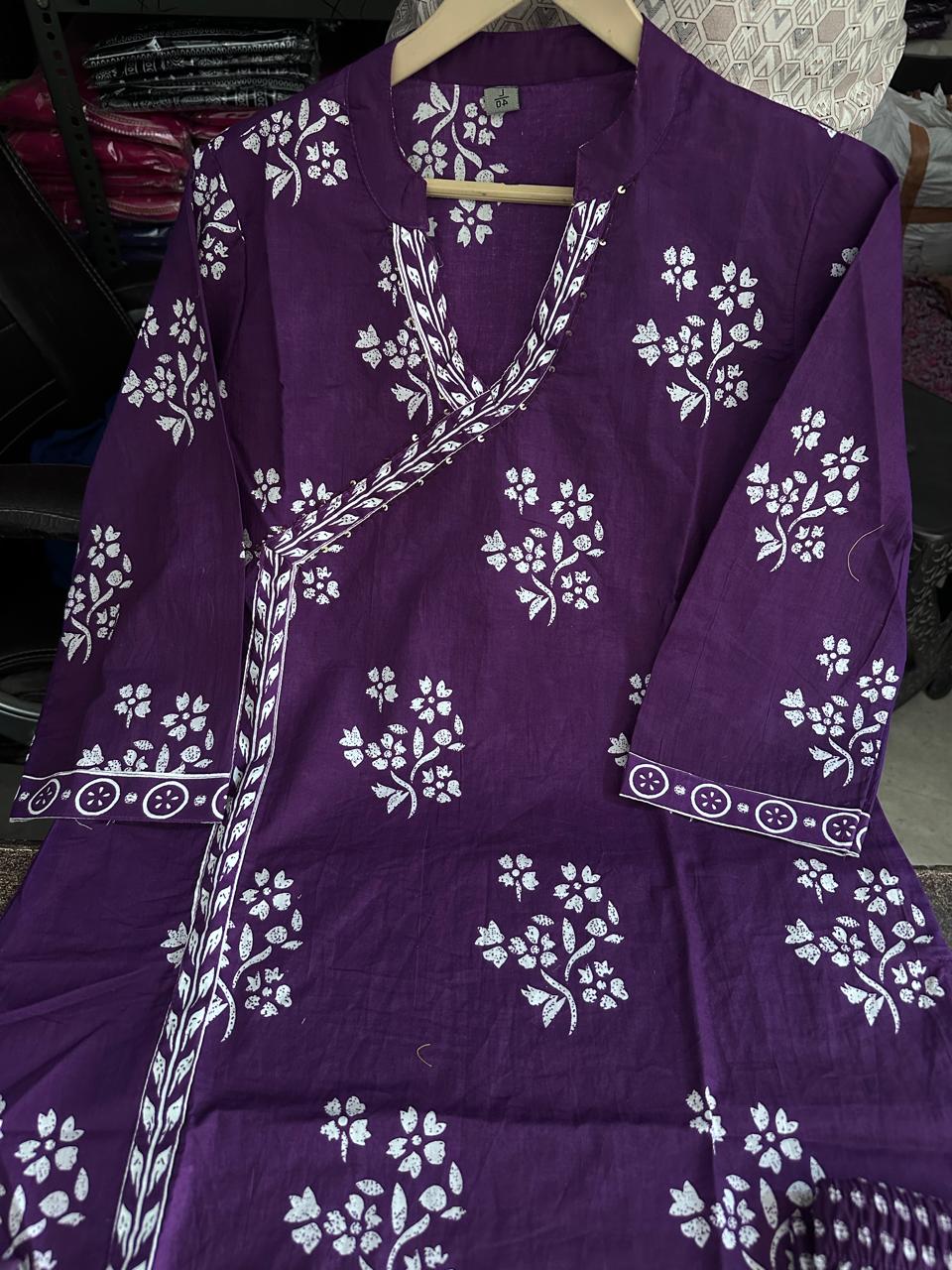 Label Tanuja-Pure fine Cotton fabric Khata Work Kurti with Pant with cotton 100-100 Dupatta