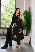 Label Tanuja-Pure cotton With embroidery Kurti with pant and mulmul dupatta