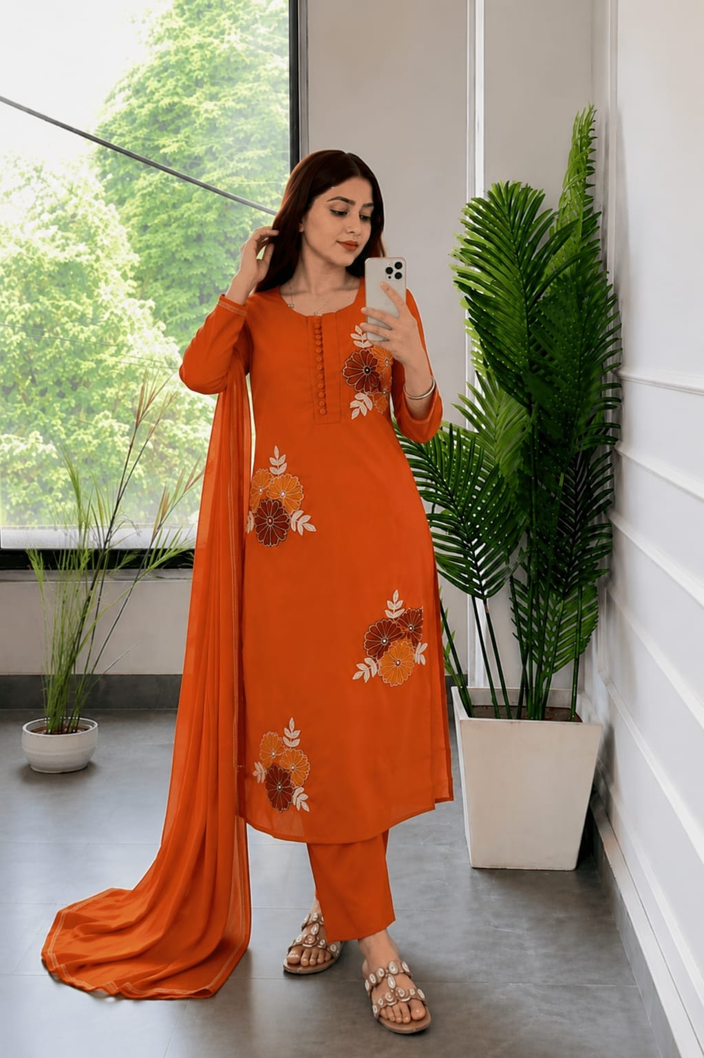 Label Tanuja-Pure cotton With embroidery Kurti with pant and mulmul dupatta