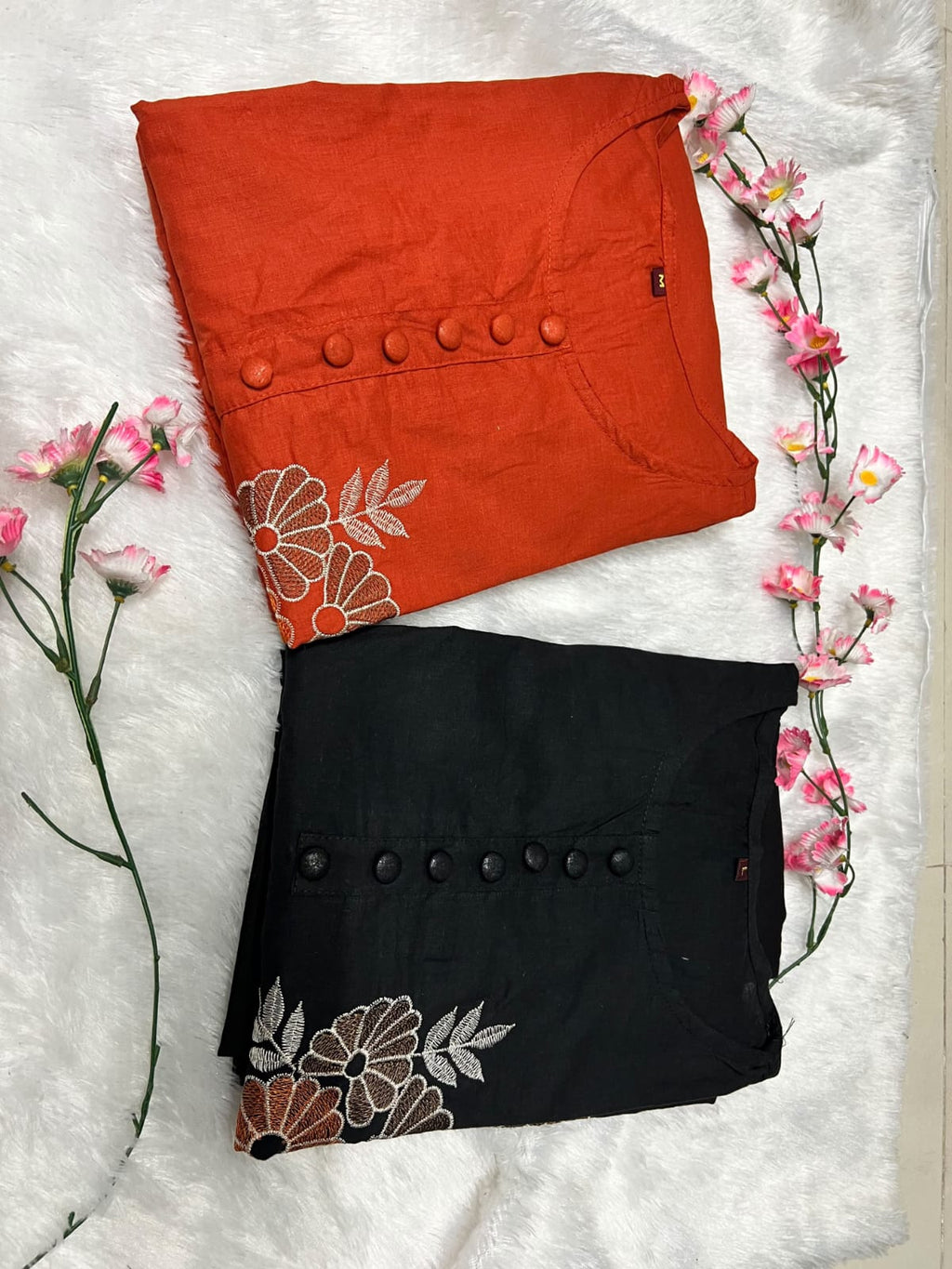Label Tanuja-Pure cotton With embroidery Kurti with pant and mulmul dupatta