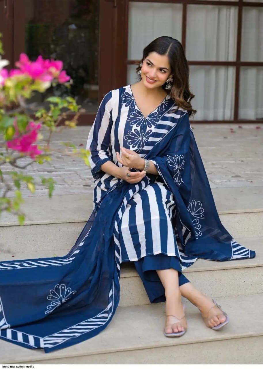 Label Tanuja-Designer  Floral Print Cotton Suit