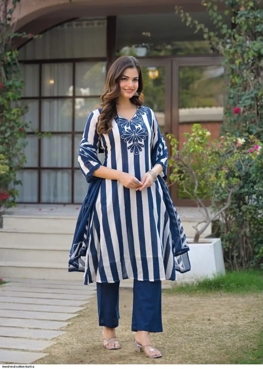 Label Tanuja-Designer  Floral Print Cotton Suit