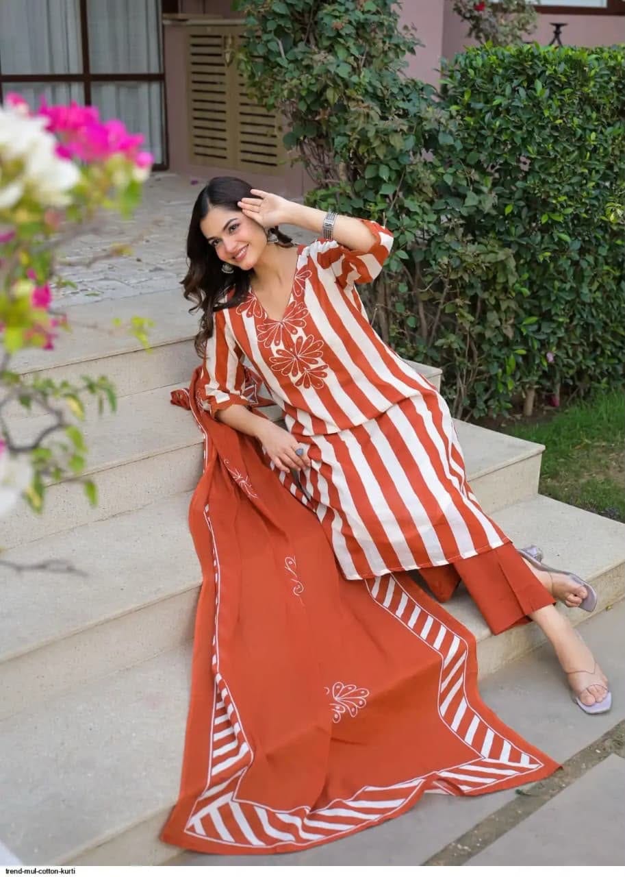 Label Tanuja-Designer  Floral Print Cotton Suit