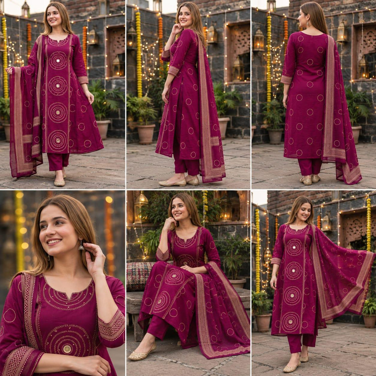 Label Tanuja-Beautiful A-line Discharge Print Kurti with Original Mirror Work