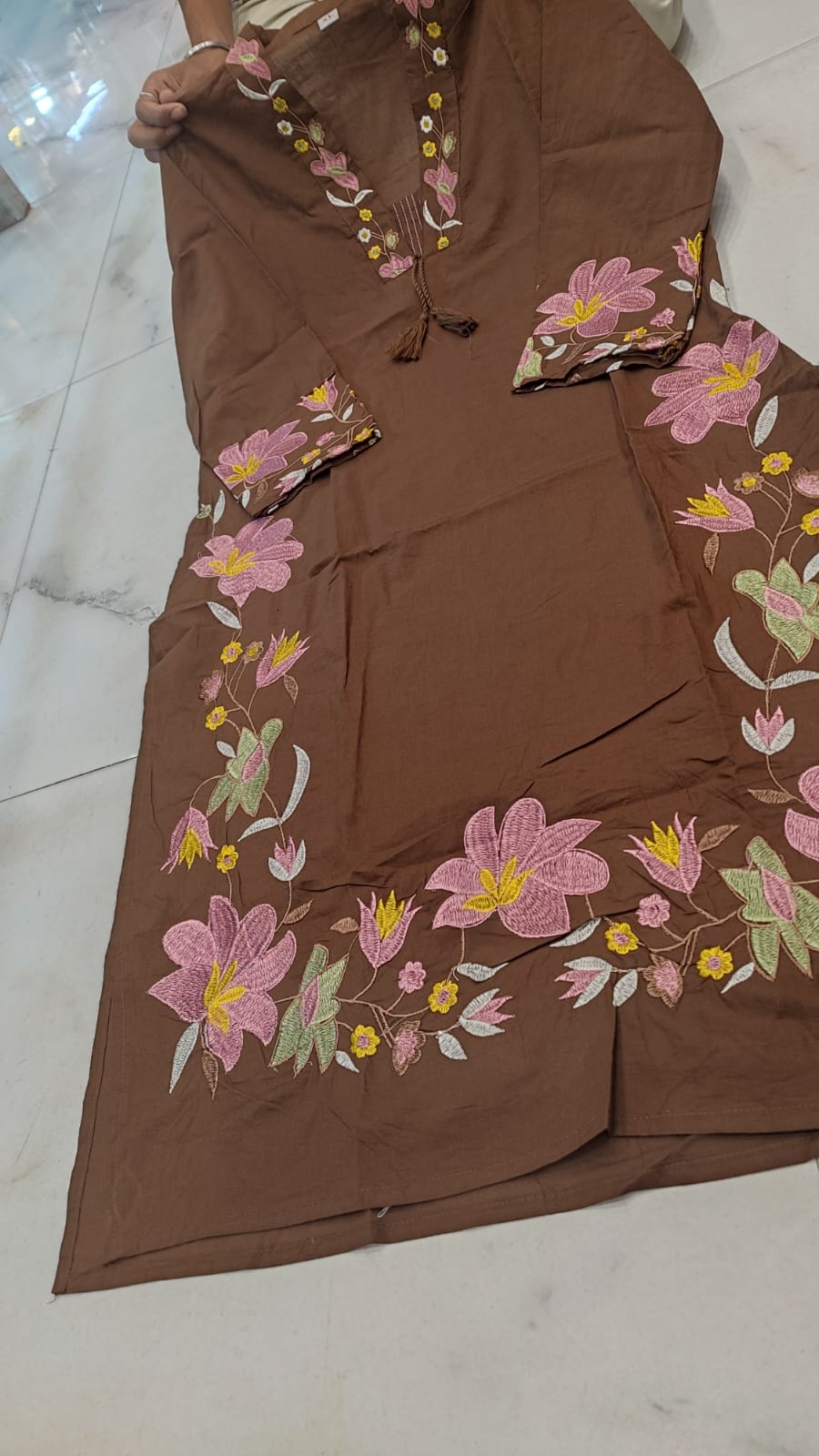 Label Tanuja-cotton fabric kurti pant dupatta sets