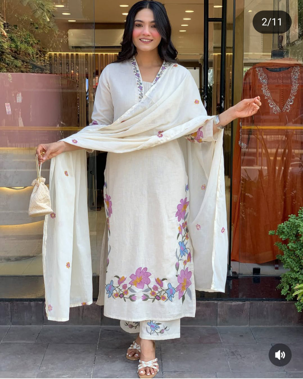 Label Tanuja-cotton fabric kurti pant dupatta sets