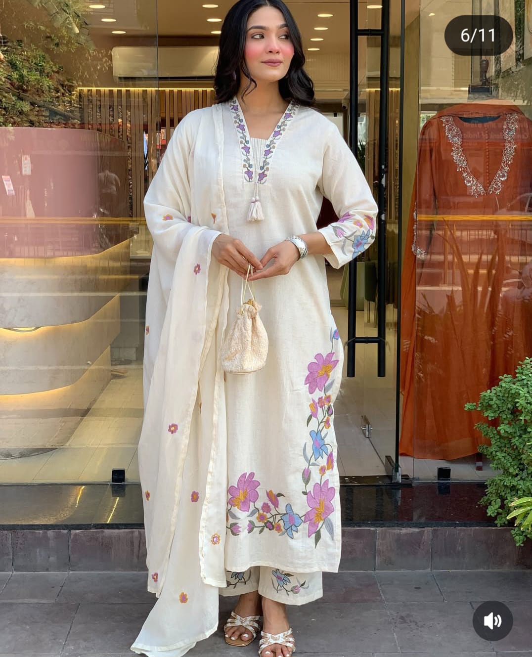Label Tanuja-cotton fabric kurti pant dupatta sets