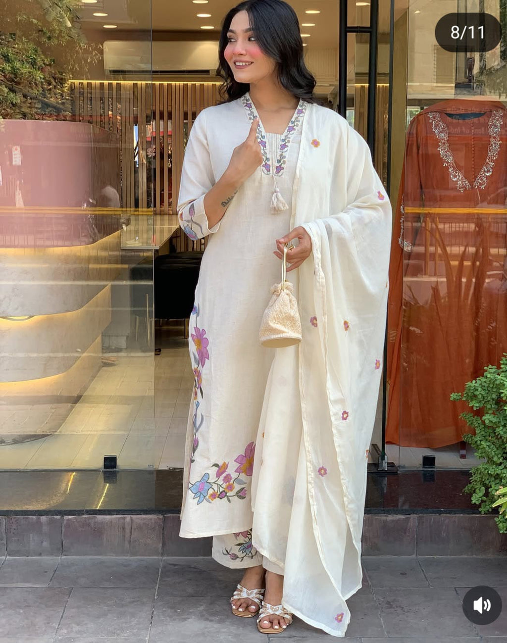 Label Tanuja-cotton fabric kurti pant dupatta sets