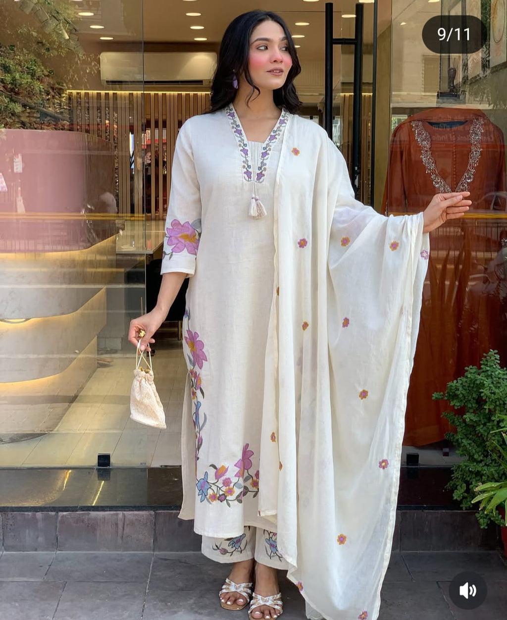 Label Tanuja-cotton fabric kurti pant dupatta sets