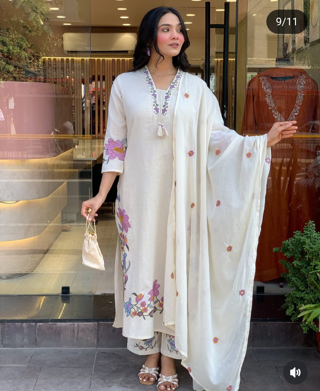 Label Tanuja-cotton fabric kurti pant dupatta sets