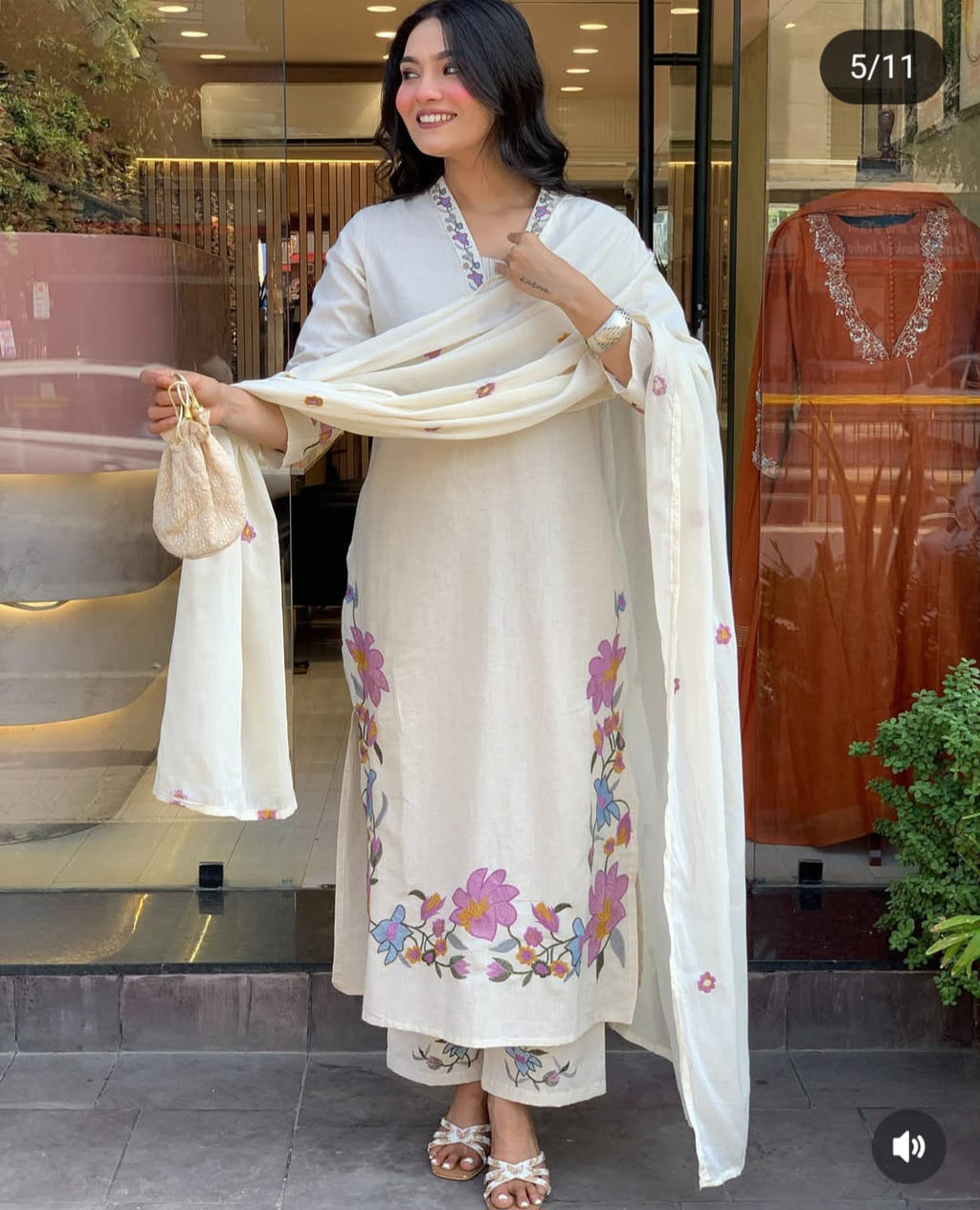 Label Tanuja-cotton fabric kurti pant dupatta sets