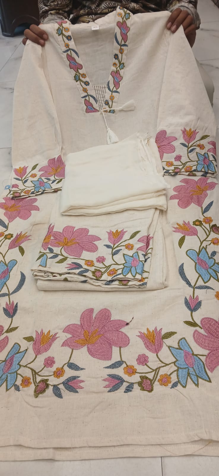 Label Tanuja-cotton fabric kurti pant dupatta sets