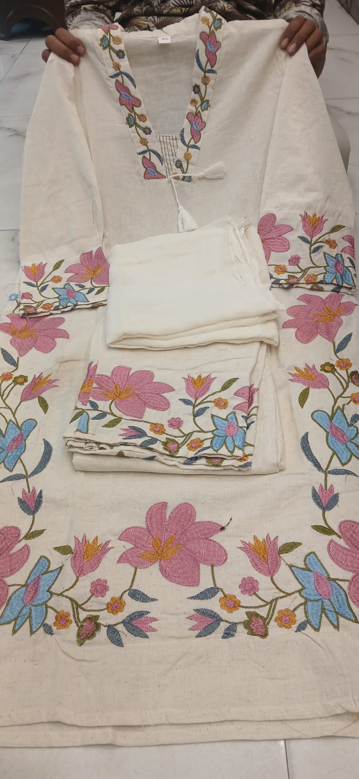Label Tanuja-cotton fabric kurti pant dupatta sets