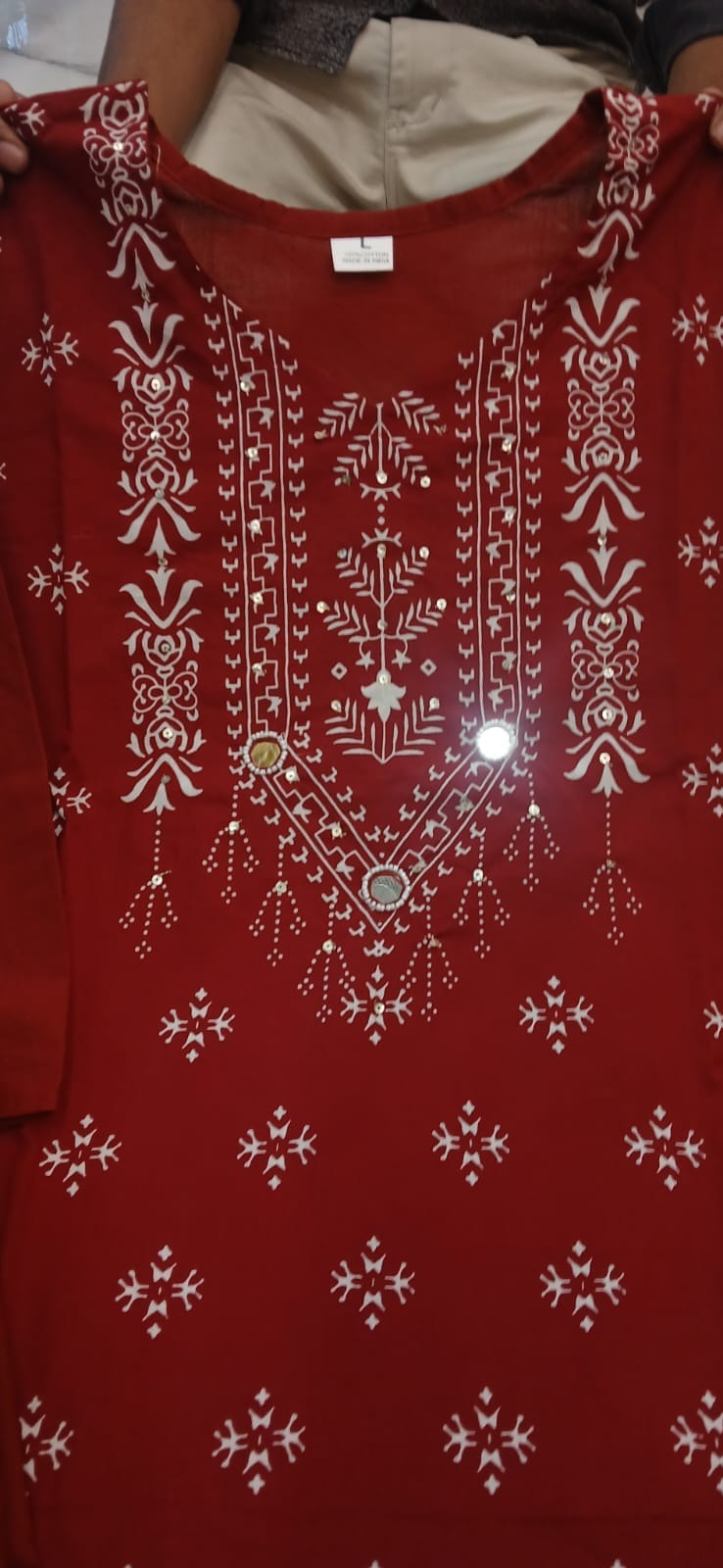 Label tanuja-Discharge print kurti pant dupatta sets