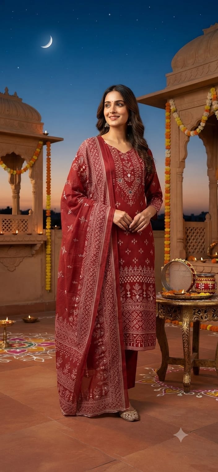 Label tanuja-Discharge print kurti pant dupatta sets