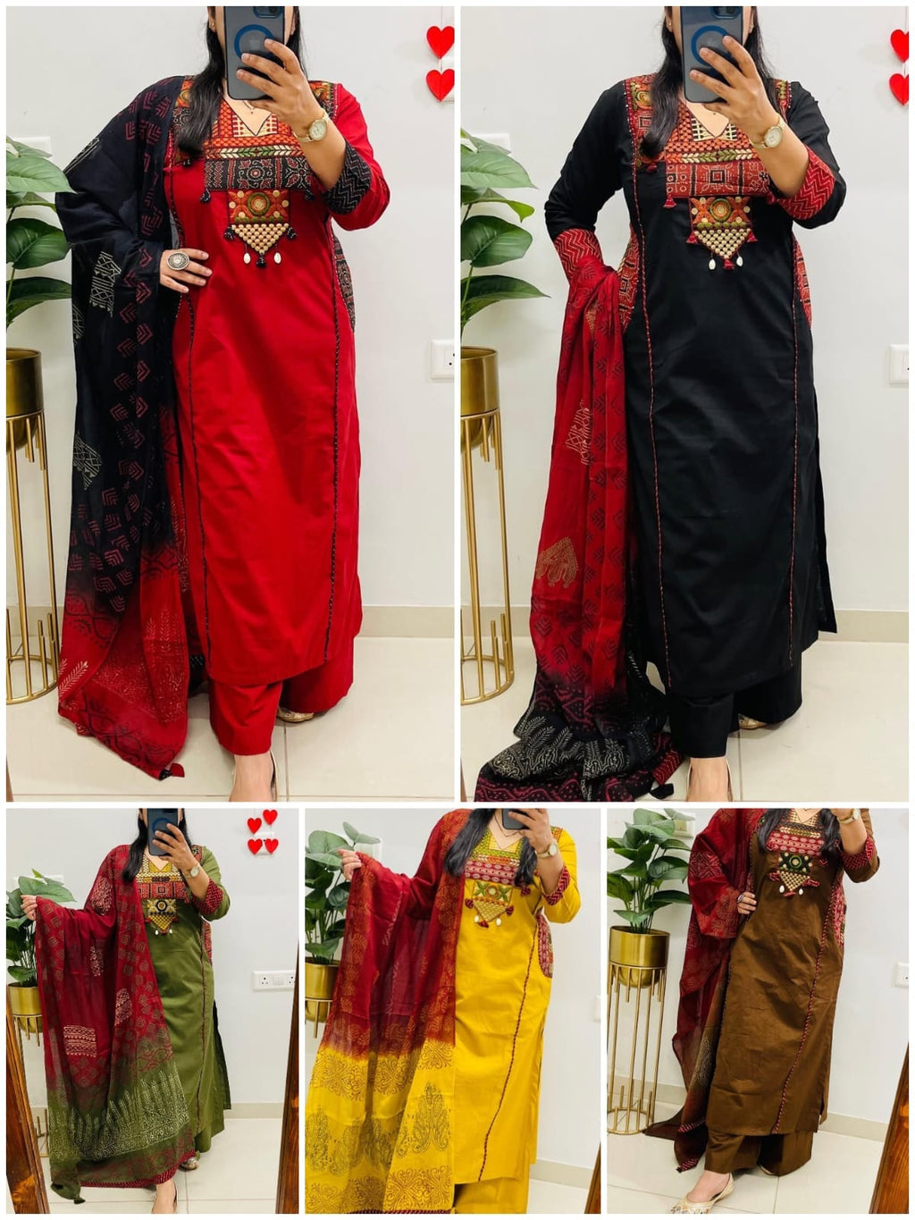 Label tanuja-Pure fine Cotton fabric Embroidery Work Kurti with Pant with cotton 100-100 Dupatta