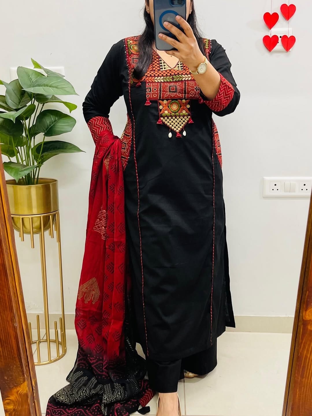 Label tanuja-Pure fine Cotton fabric Embroidery Work Kurti with Pant with cotton 100-100 Dupatta