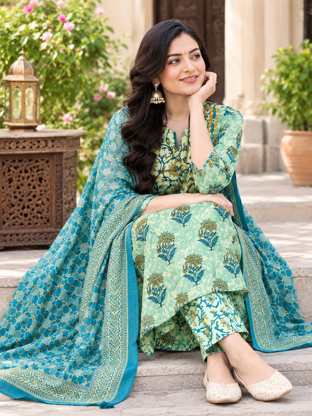 Label Tanuja-Kurti with Pant with cotton 100-100 Dupatta