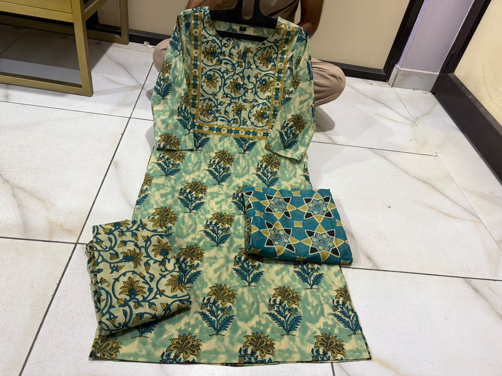 Label Tanuja-Kurti with Pant with cotton 100-100 Dupatta
