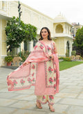 label Tanuja-Sleeveless Printed Cotton Full Suit Set With Dupatta-set
