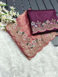 Label Tanuja-NEW TRENDING GLOD CRUSH FABRIC ON HEAVY EMBRODERY WORK SAREE