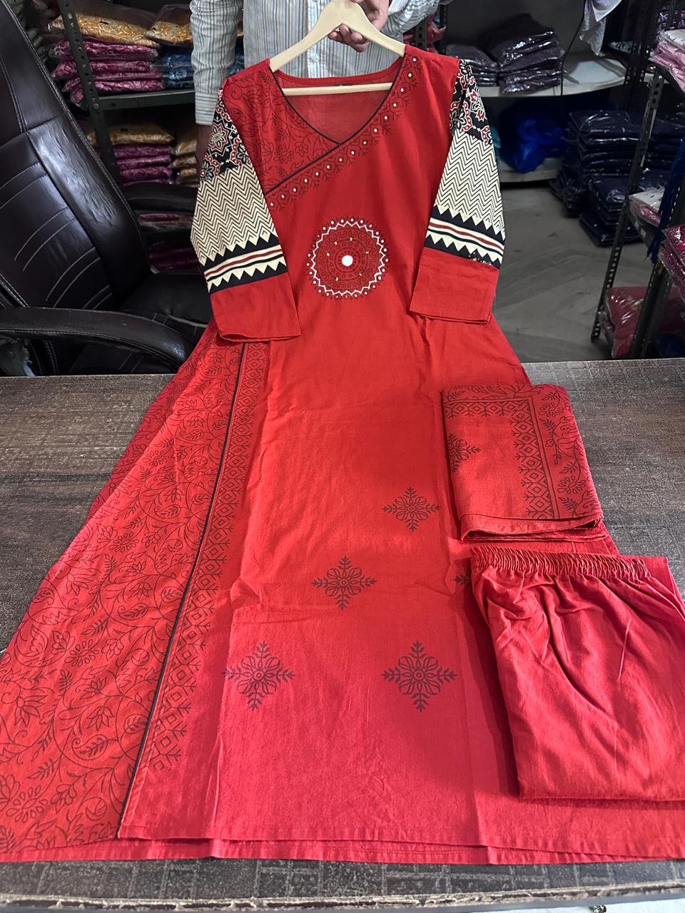 Label Tanuja-Angrakha pure dhabu cotton kutch style suit