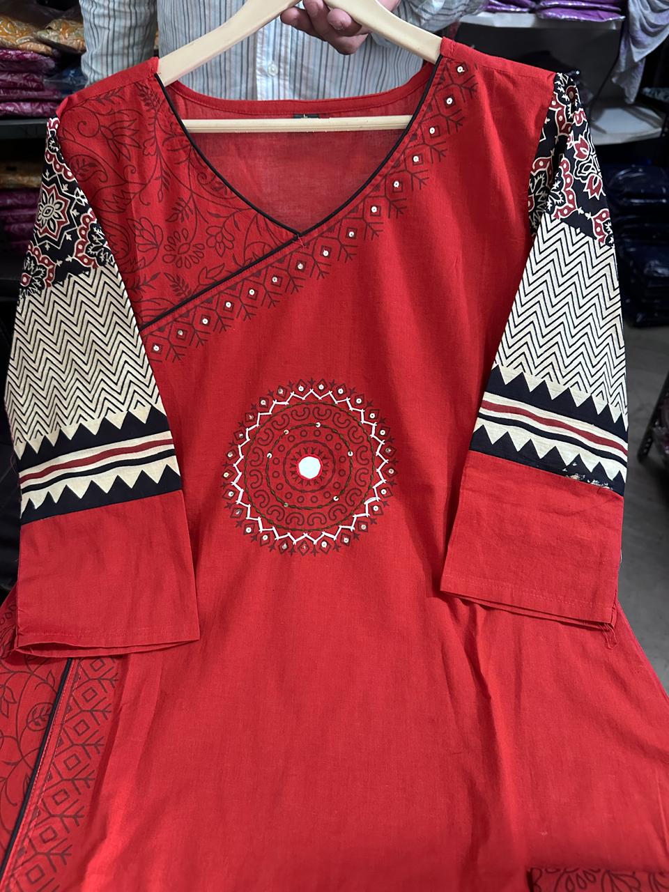 Label Tanuja-Angrakha pure dhabu cotton kutch style suit