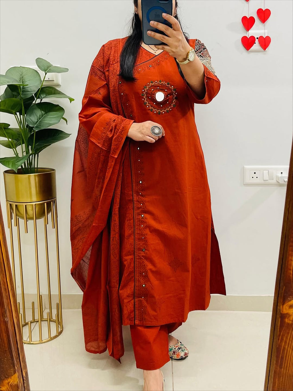 Label Tanuja-Angrakha pure dhabu cotton kutch style suit
