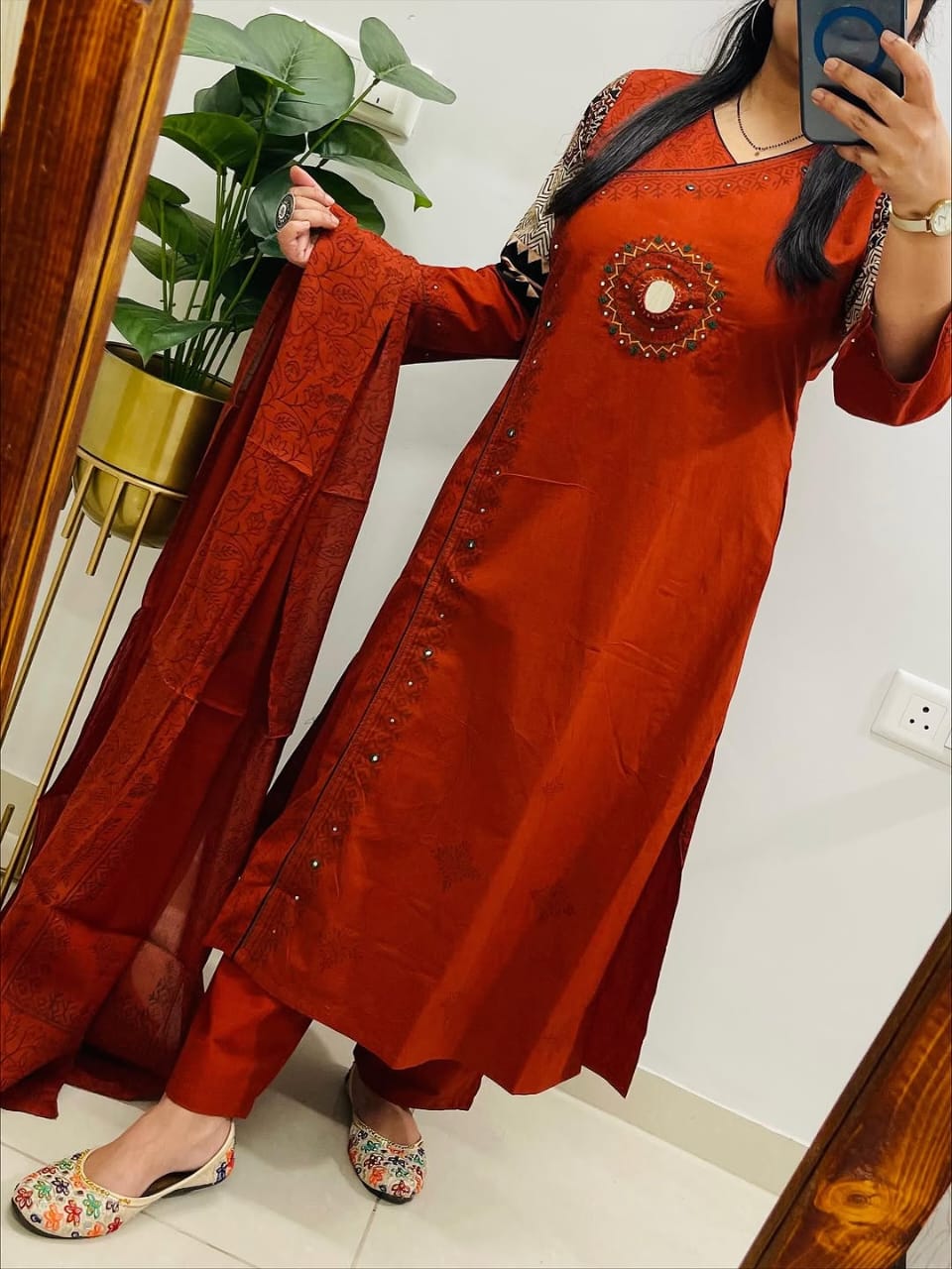 Label Tanuja-Angrakha pure dhabu cotton kutch style suit